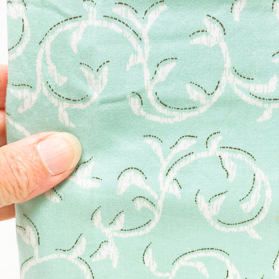 2 Yds x 42" Lisette Mint Flourish Cotton Fabric