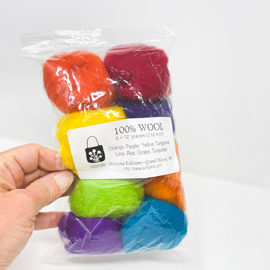 100% Wool Rainbow Roving Bundle