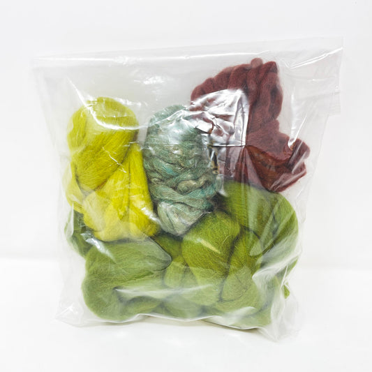 Forest Floor Wool Roving and Yarn Bundle