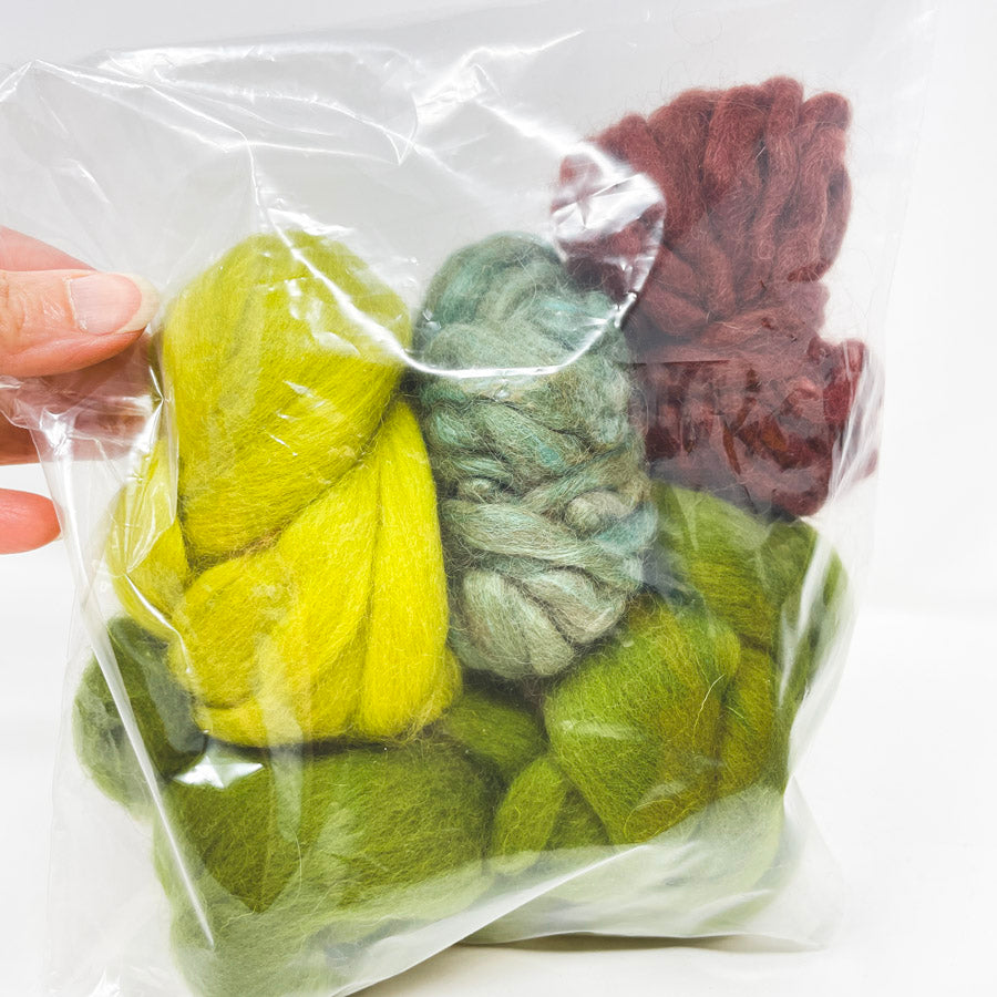 Forest Floor Wool Roving and Yarn Bundle
