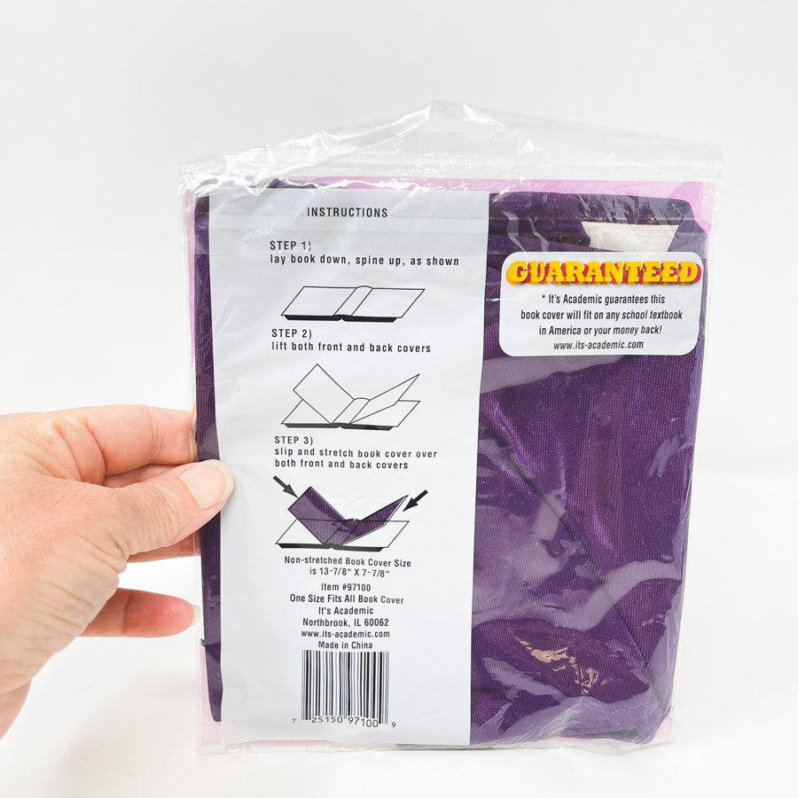 One Size Stretchable Fabric Book Cover - Purple