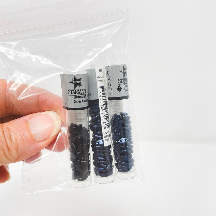 Metallic Dk Blue Diamond Czech Seed Bead Bundle