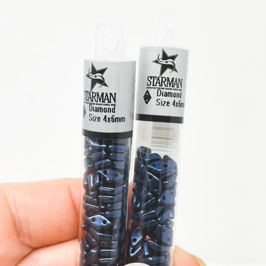 Metallic Dk Blue Diamond Czech Seed Bead Bundle