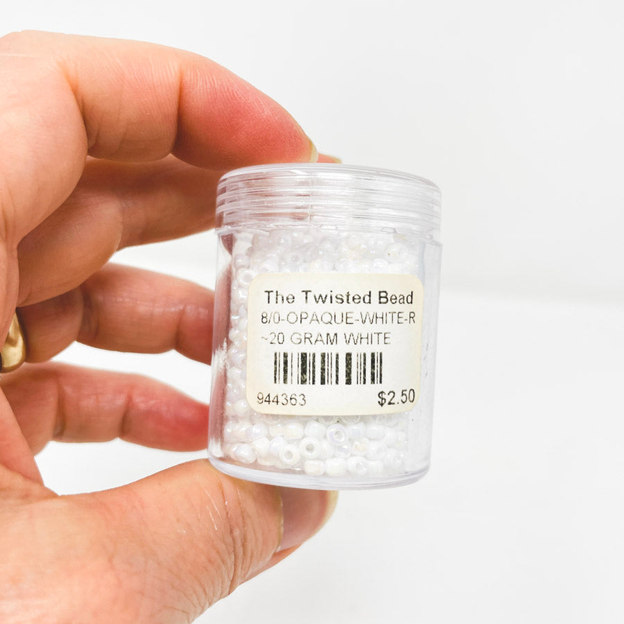 8/0 Opaque White Seed Beads by The Twisted Bead