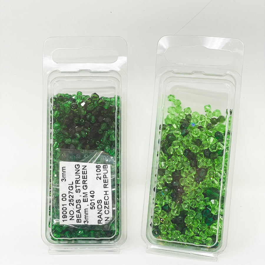 Mixed Green Faceted Glass Bead Soup (1)