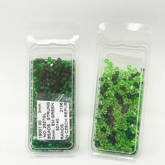 Mixed Green Faceted Glass Bead Soup (1)