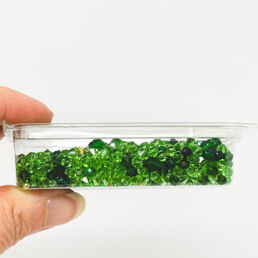 Mixed Green Faceted Glass Bead Soup (1)