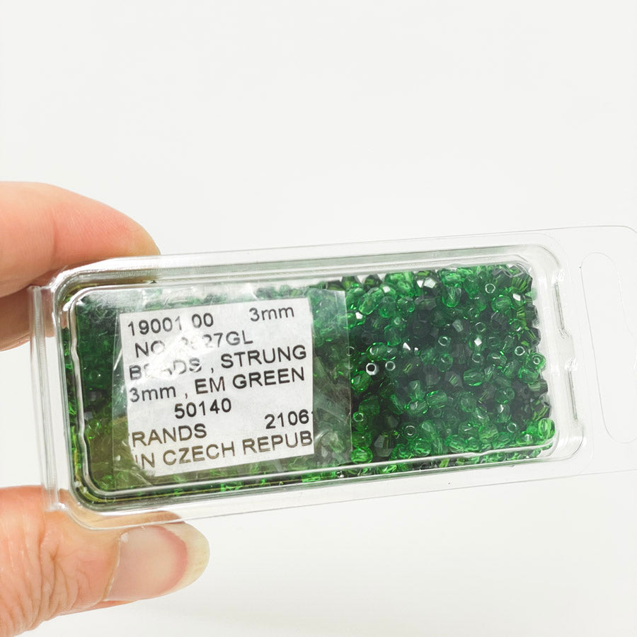 Mixed Green Faceted Glass Bead Soup (1)