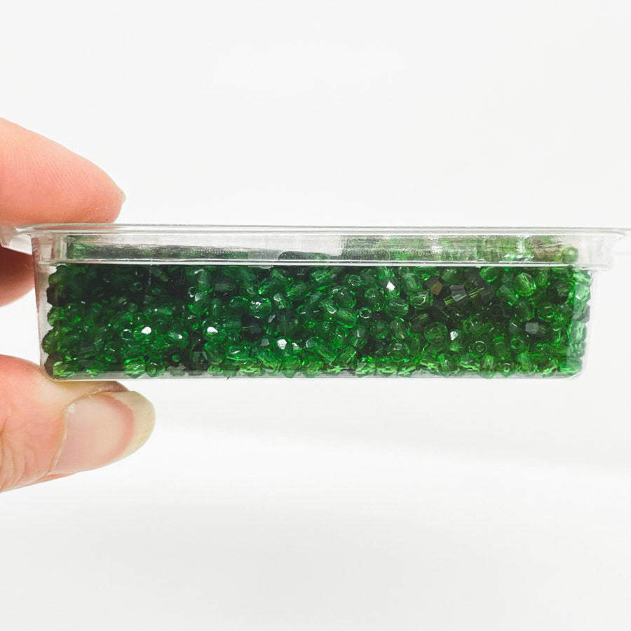 Mixed Green Faceted Glass Bead Soup (1)