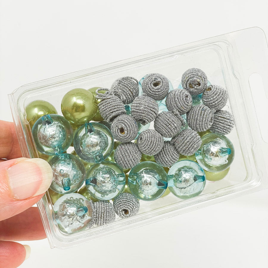 Blue, Green & Silver Plastic Bead Mix