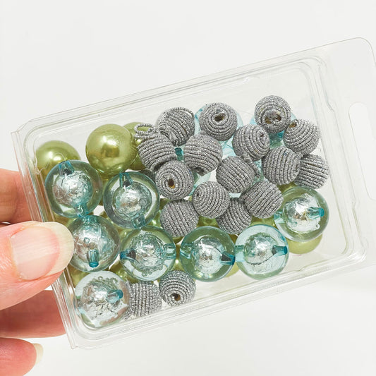 Blue, Green & Silver Plastic Bead Mix