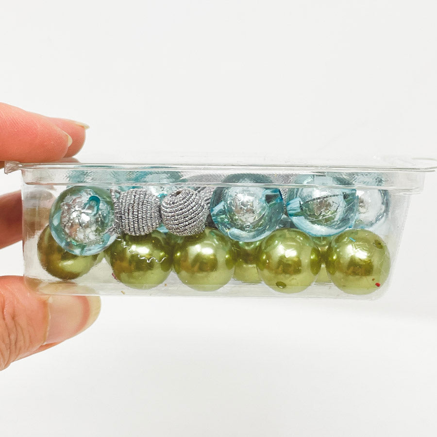 Blue, Green & Silver Plastic Bead Mix
