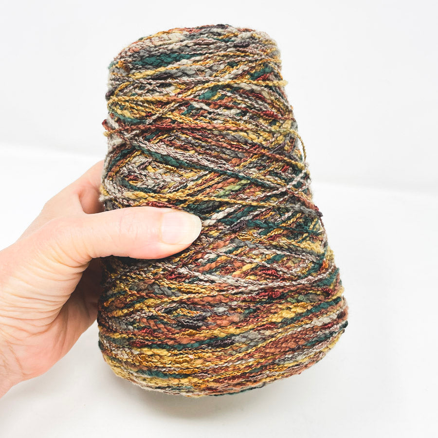 Boucle Yarn Cone in Fall Colors - Maker Unknown