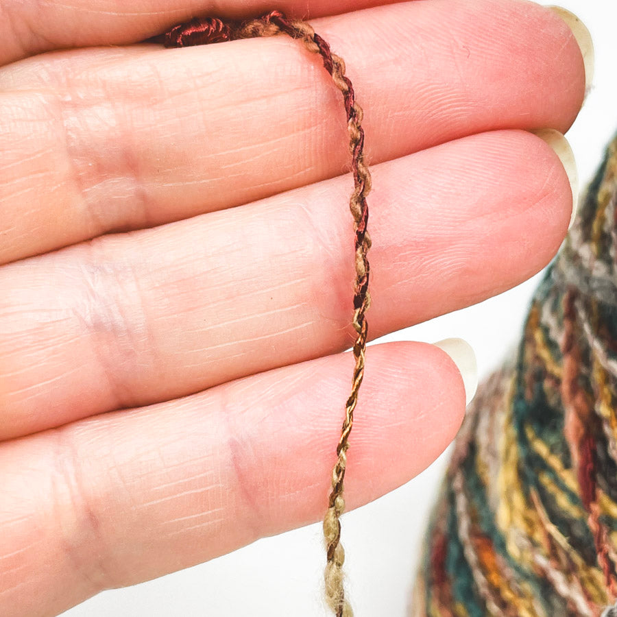 Boucle Yarn Cone in Fall Colors - Maker Unknown