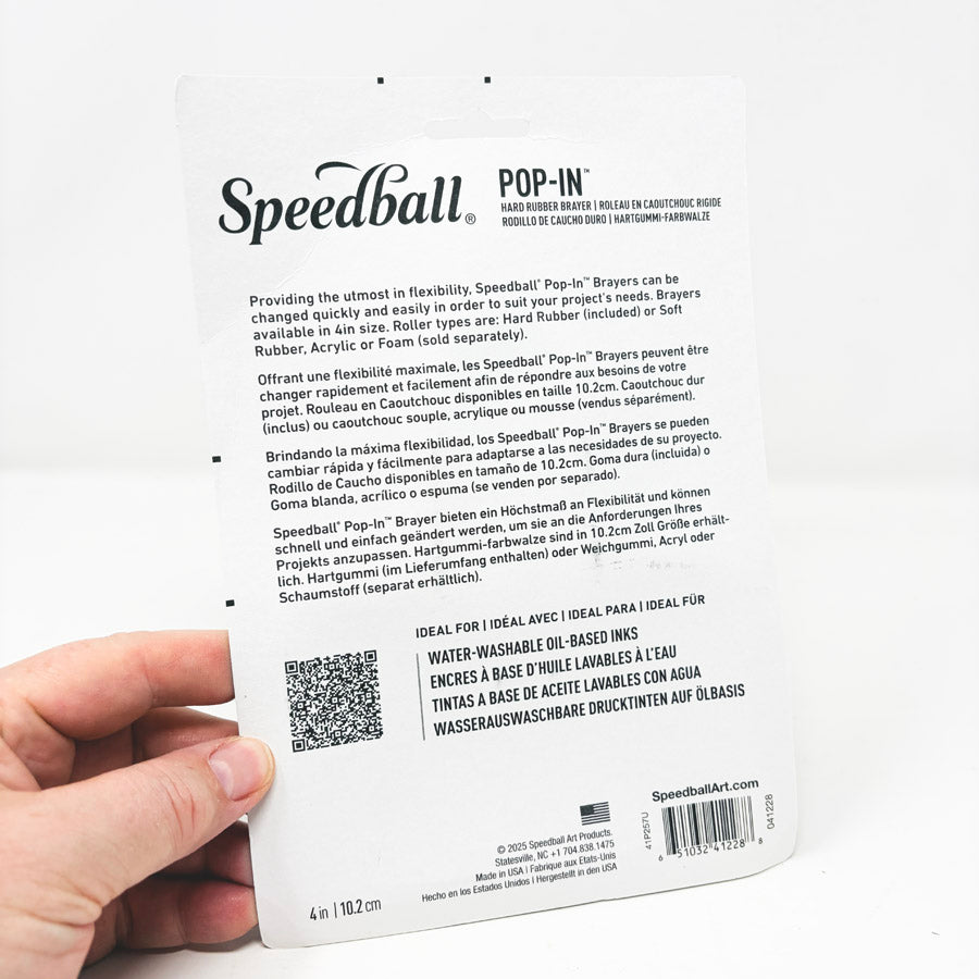 NEW // Speedball 4" Pop-In Hard Rubber Brayer