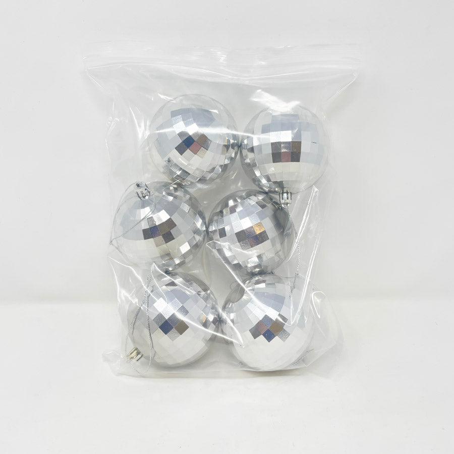Silver Mirror Ball Ornaments