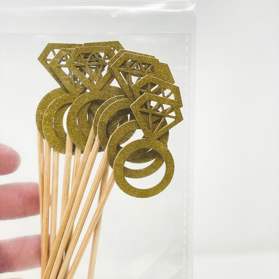 Gold Glitter Diamond Band Picks