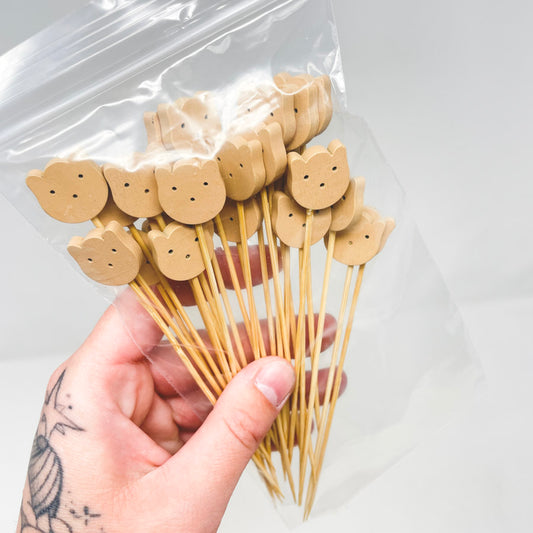 Bear-Shaped Bamboo Cocktail Picks