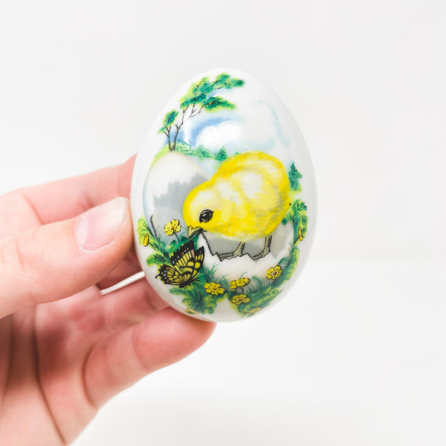 1980s Franklin Porcelain Easter Egg Trinket Box Lid