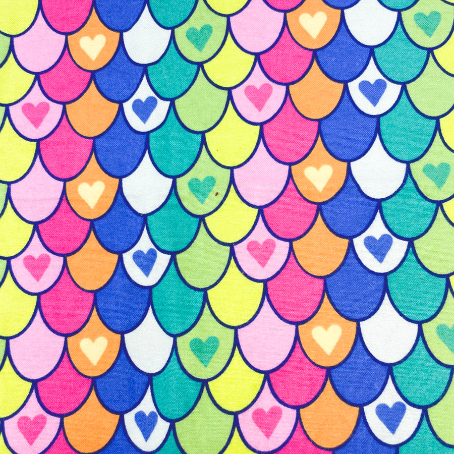 1 yd x 44" Rainbow Fish Scale Flannel Fabric