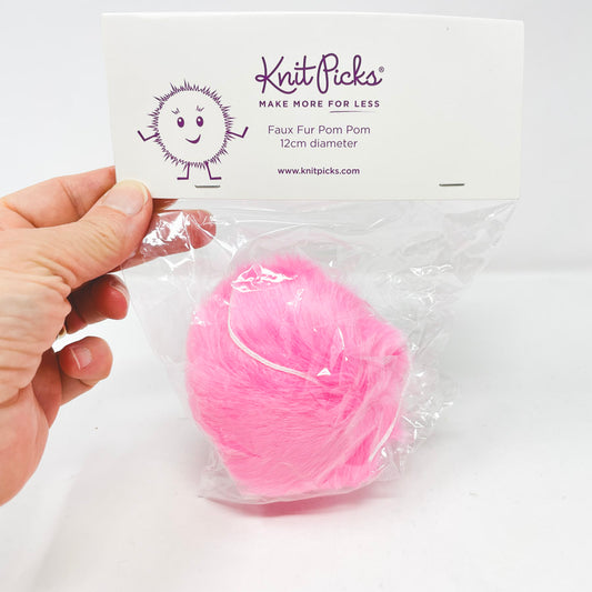 Knit Picks Pink Faux Fur Pom Pom