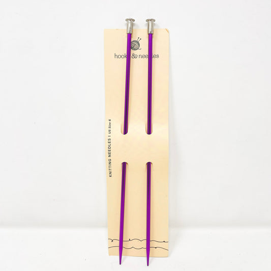 Hooks & Needles Size 6 Straight Knitting Needles 10"