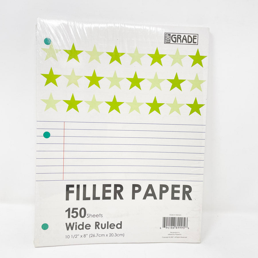 Top Grade Wide Ruled Filer Paper Pack - 150 sheets