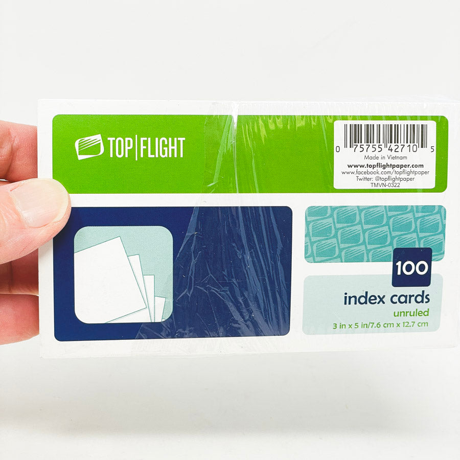 3"x5" Top Flight Blank Index Cards