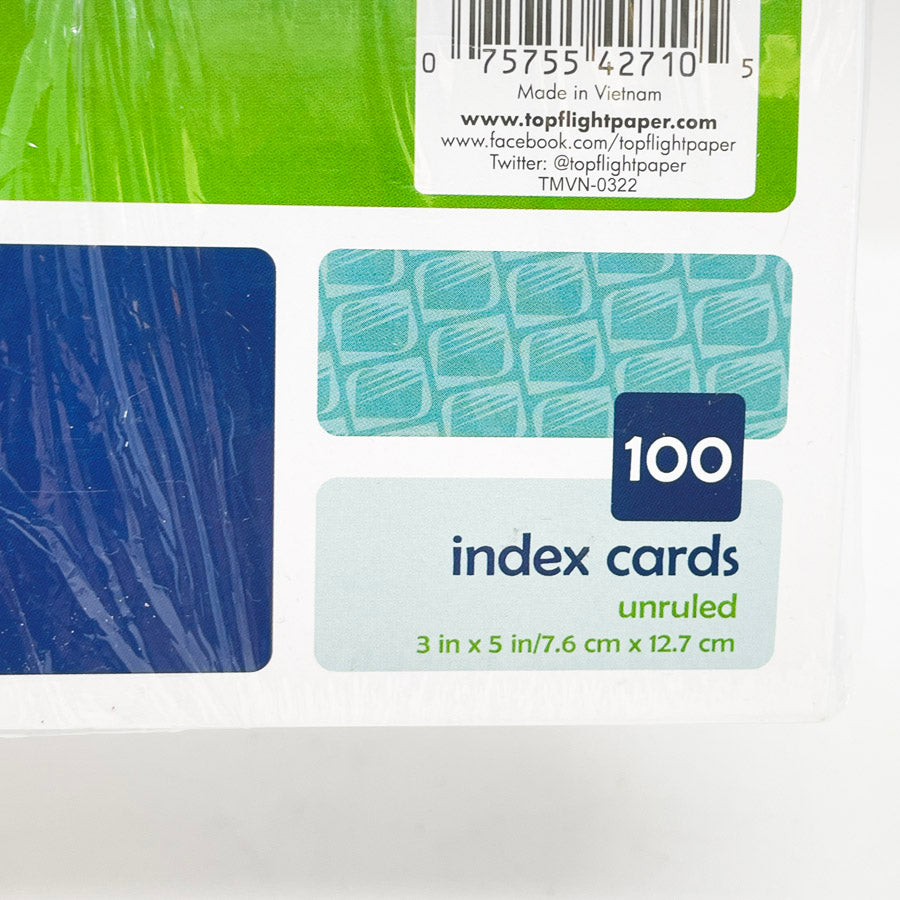 3"x5" Top Flight Blank Index Cards