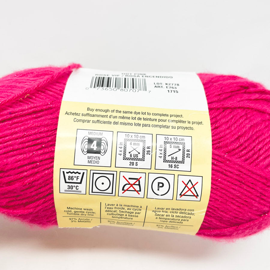 Red Heart Shimmer Yarn - Hot Pink