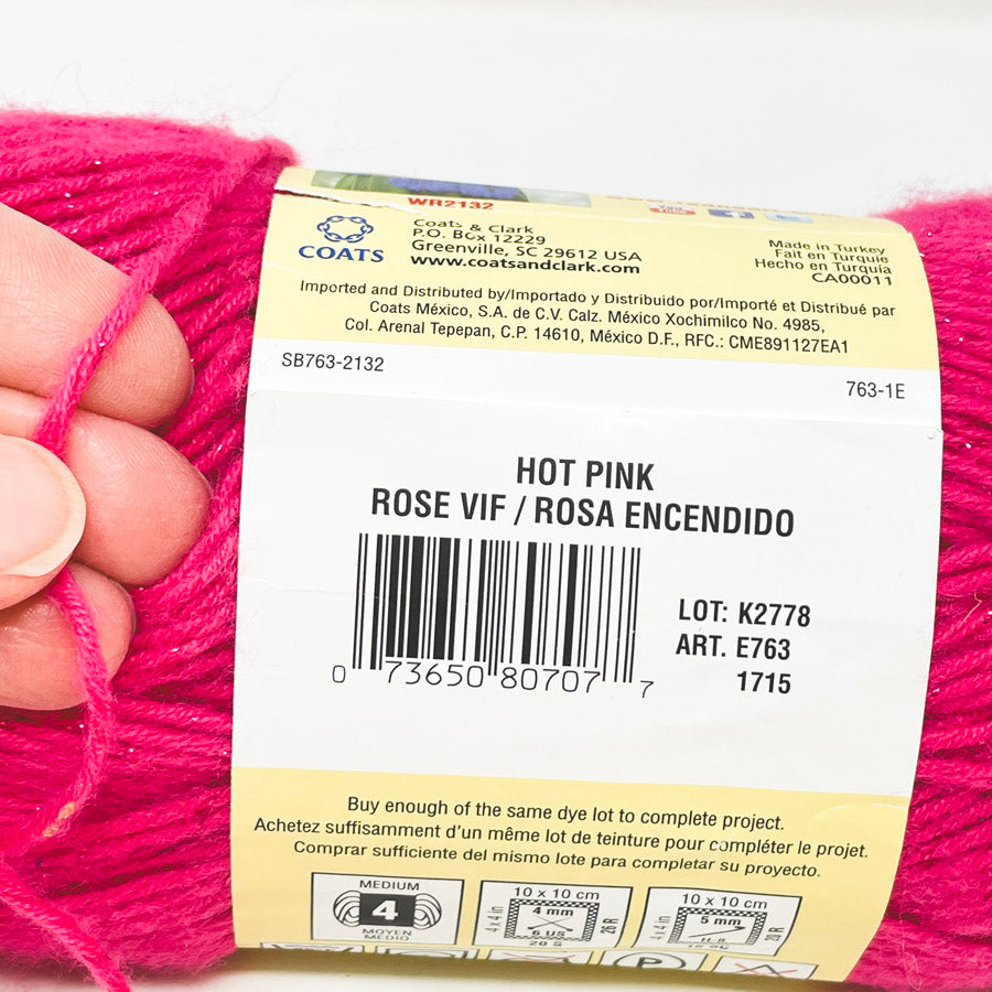 Red Heart Shimmer Yarn - Hot Pink