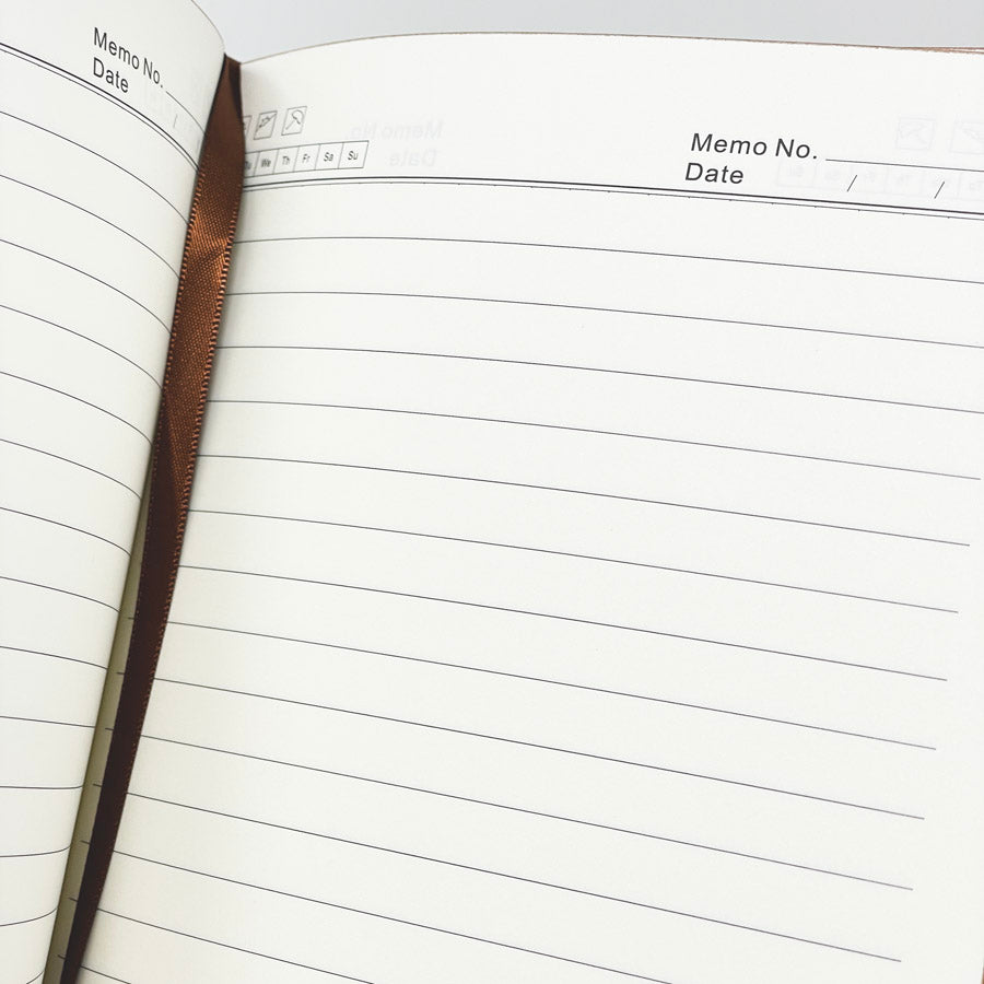 Black Faux Leather Undated Planner with Brown Painted Edges