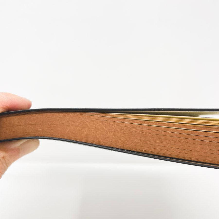 Black Faux Leather Undated Planner with Brown Painted Edges