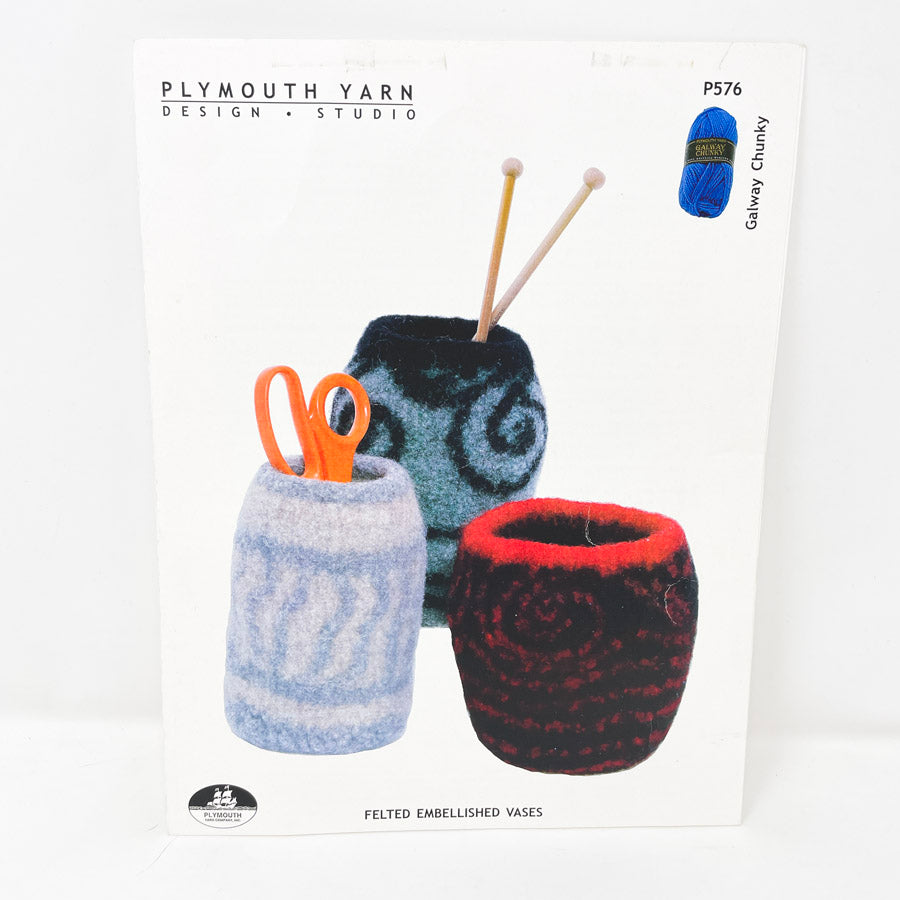 Plymouth Yarn Felted Embellished Vases Knitting Pattern