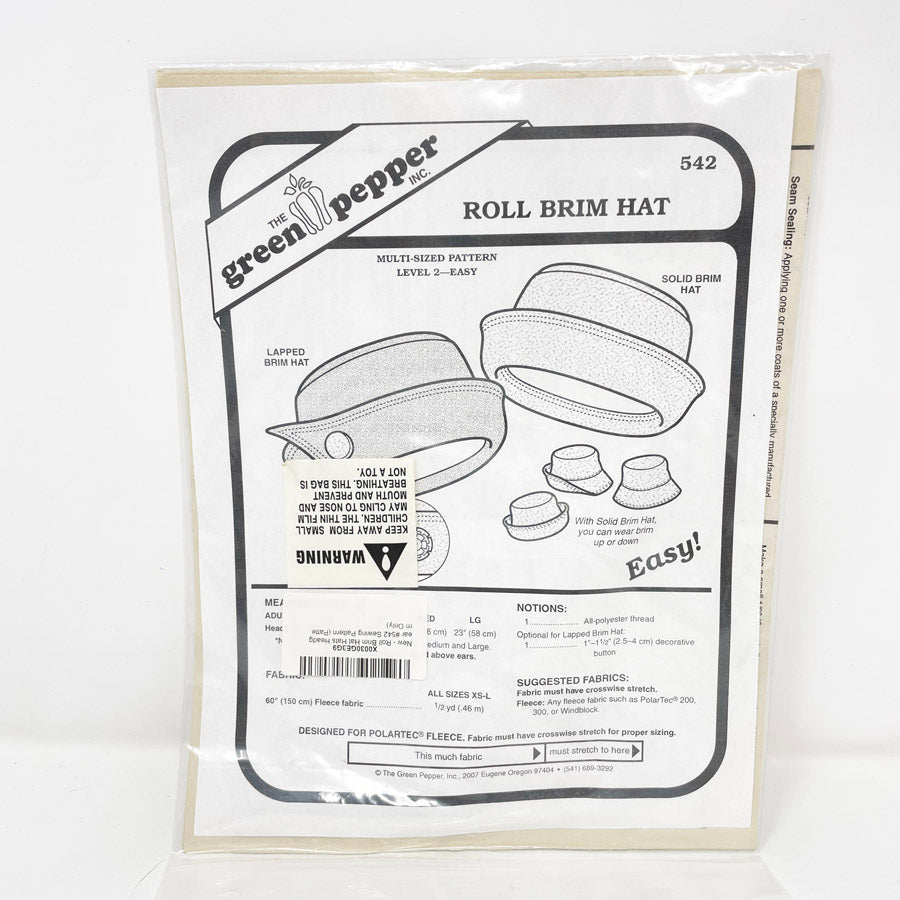 The Green Pepper 2007 Roll Brim Hat Sewing Pattern 542