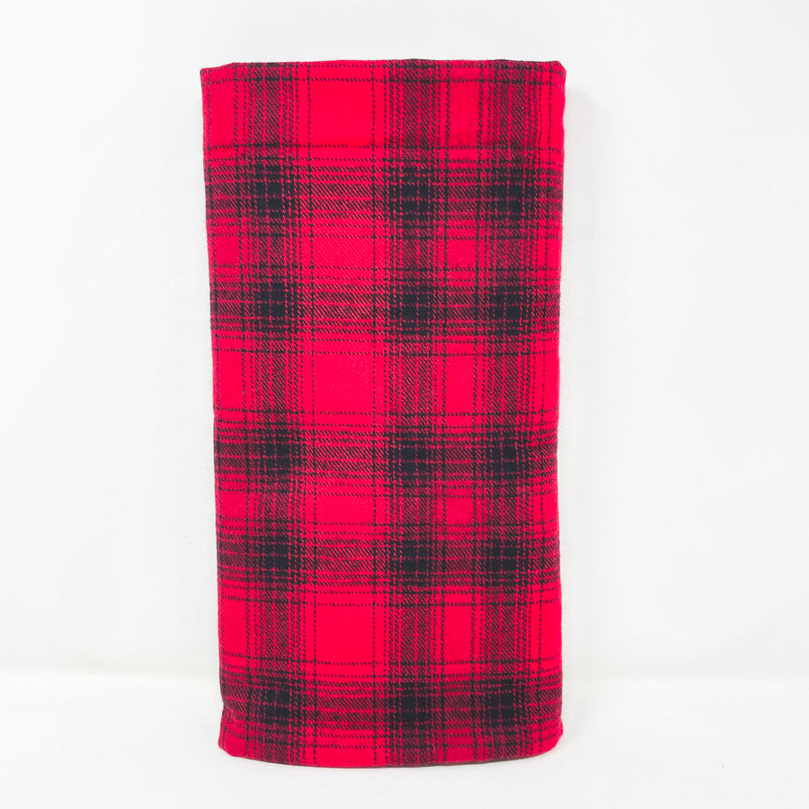 Appx 1 yd - Red Plaid Flannel Fabric
