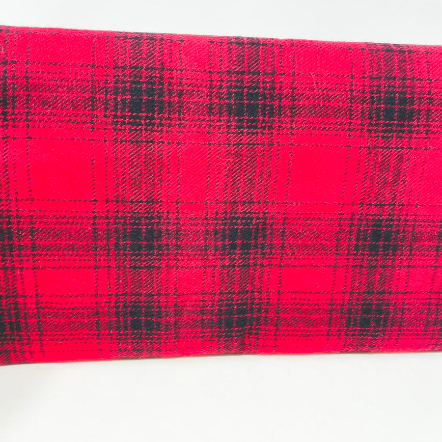 Appx 1 yd - Red Plaid Flannel Fabric