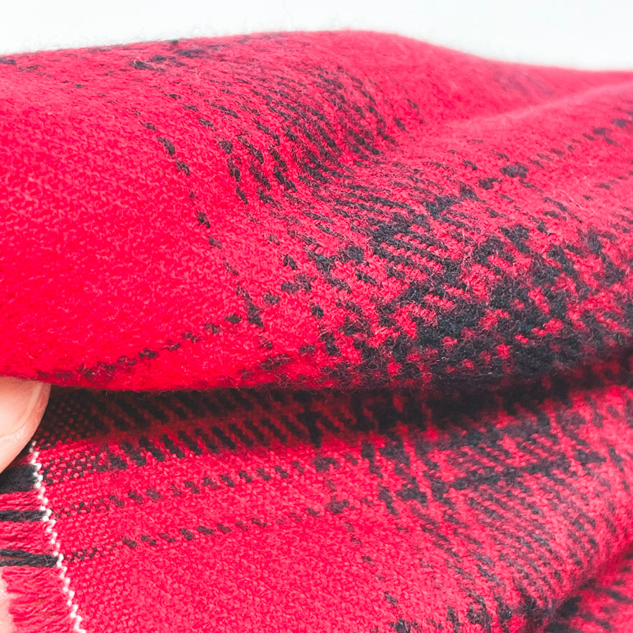 Appx 1 yd - Red Plaid Flannel Fabric