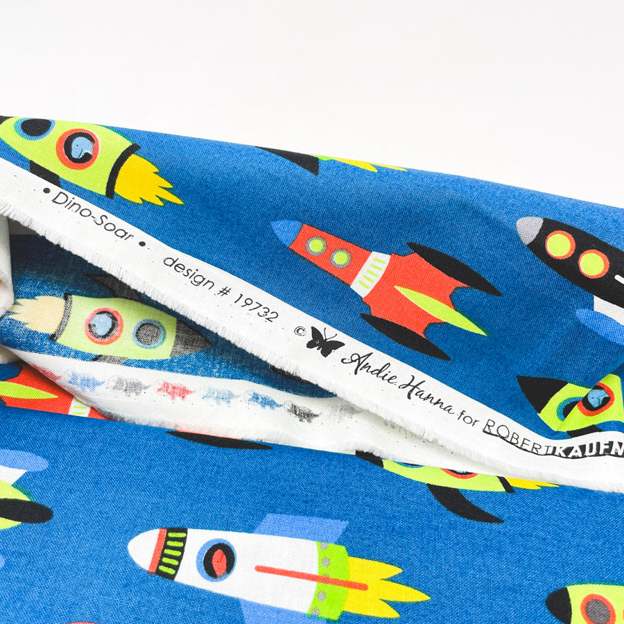 Appx 1 yd - Rocket Dinos Cotton Fabric