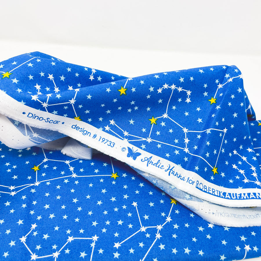 Appx 1 yd - Blue Constellations Cotton Fabric
