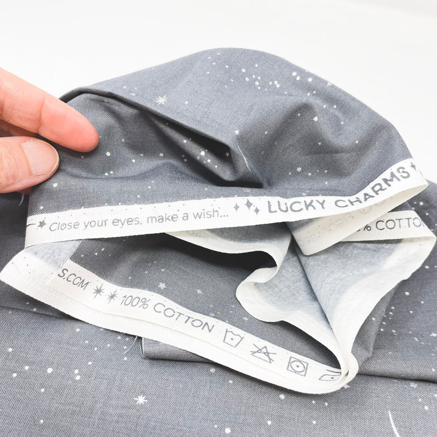 Appx 1 yd - Grey Shooting Stars Cotton Fabric