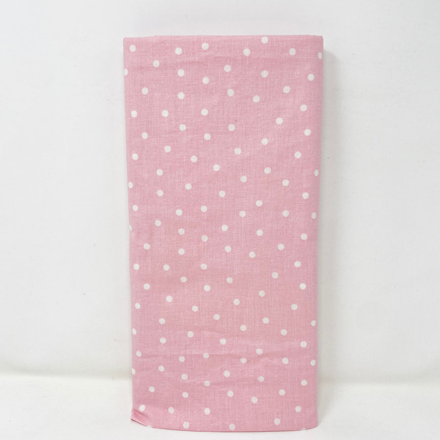 Appx 1 yd - Pink Polka Dot Cotton Fabric