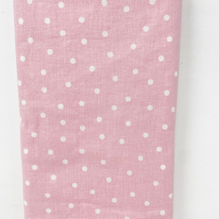 Appx 1 yd - Pink Polka Dot Cotton Fabric