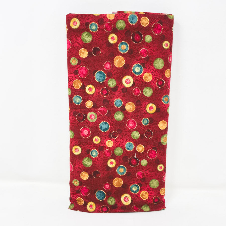 Appx 1 yd - Rich Red Circle Cotton Fabric
