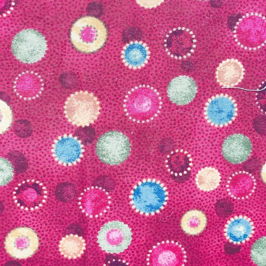 Appx 1 yd - Rich Red Circle Cotton Fabric