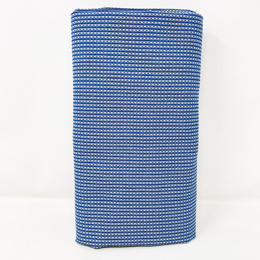 Appx 1 yd - Royal Blue Striped Dots Upholstery Fabric