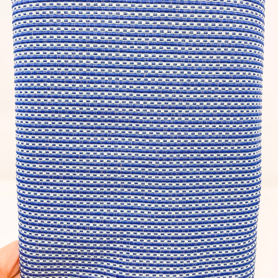 Appx 1 yd - Royal Blue Striped Dots Upholstery Fabric