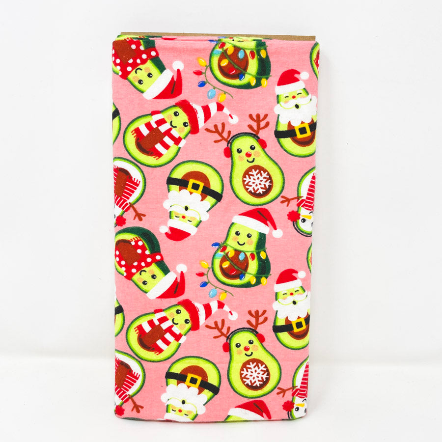 Appx 1 yd - Christmas Avocado Flannel Fabric