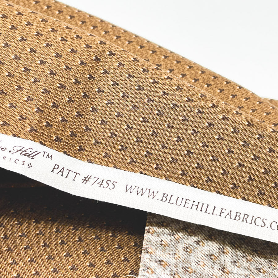 Appx 1 yd - Earthen Dots Brown Cotton Fabric