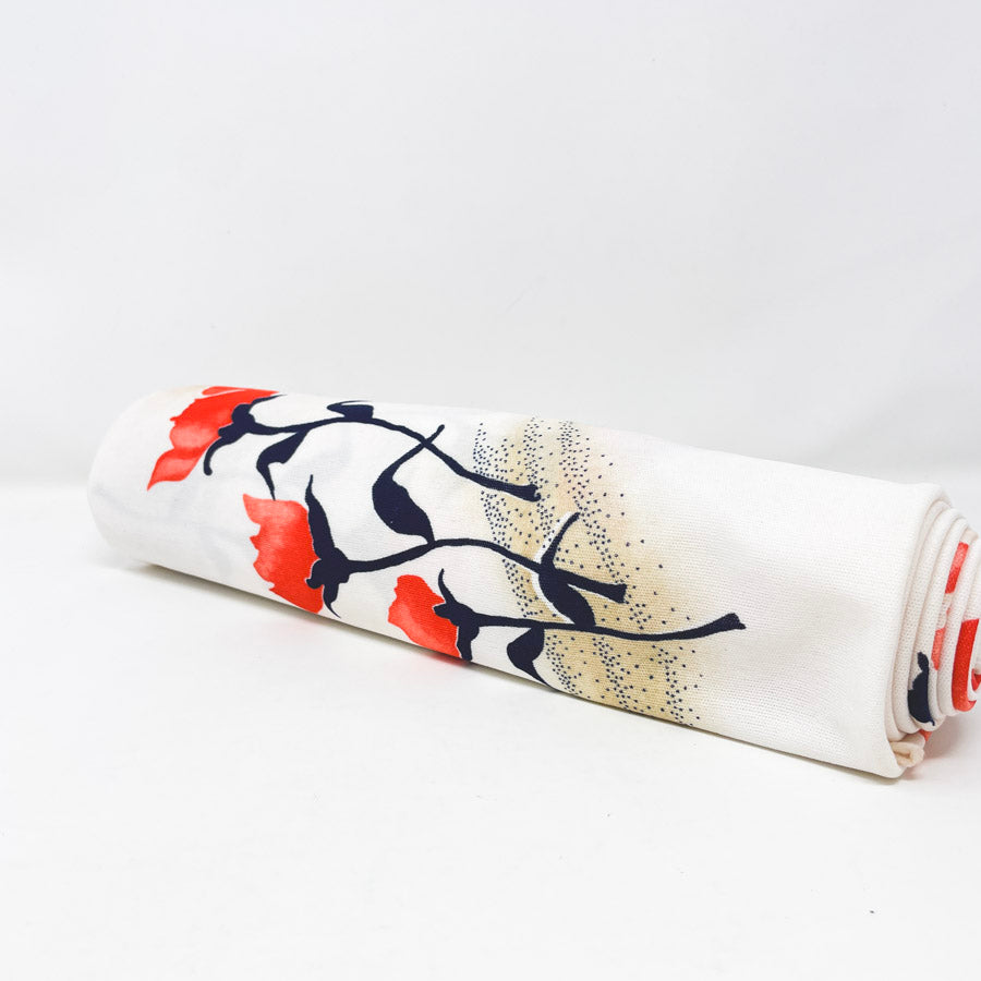 Appx 1 yd - Coral Floral Polyester Fabric
